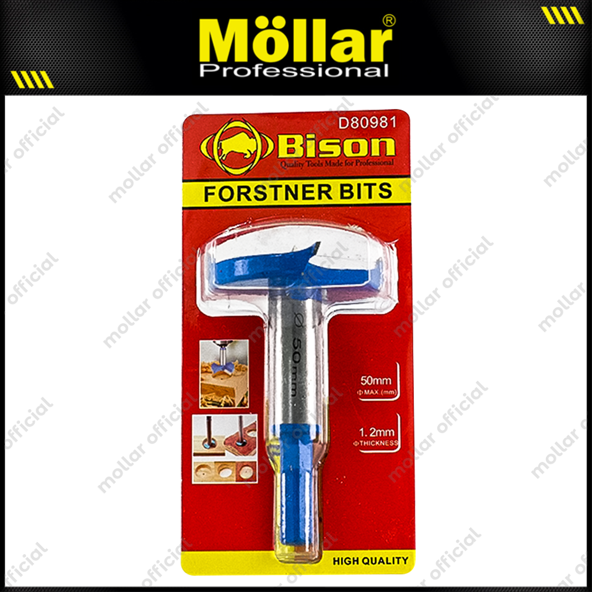 BISON D80981 Mata Bor Kayu Engsel Sendok 50 mm / Forstner Bit