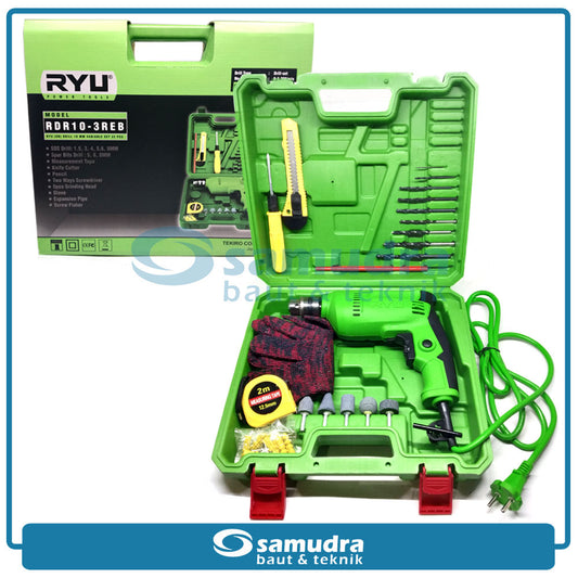 RYU RDR10-3REB Mesin Bor Listrik 10 mm Aksesoris Set 22 pcs