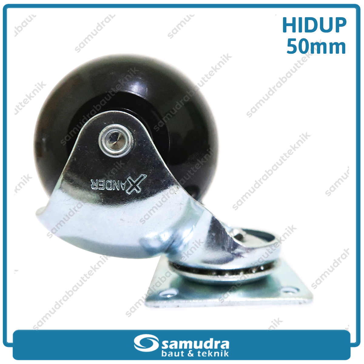 XANDER RODA-340 Roda Bulat PVC Rata Hitam Hidup 2" XD-850-50mm - Satuan