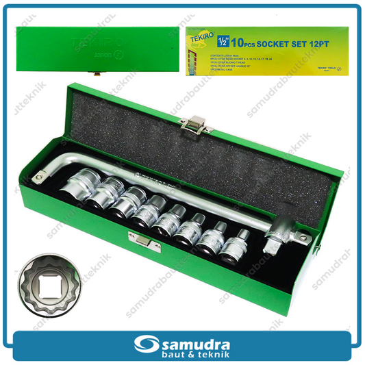 TEKIRO SC-SE1286 Kunci Sok Set 10 pcs 12PT 8-24 mm Box Kaleng