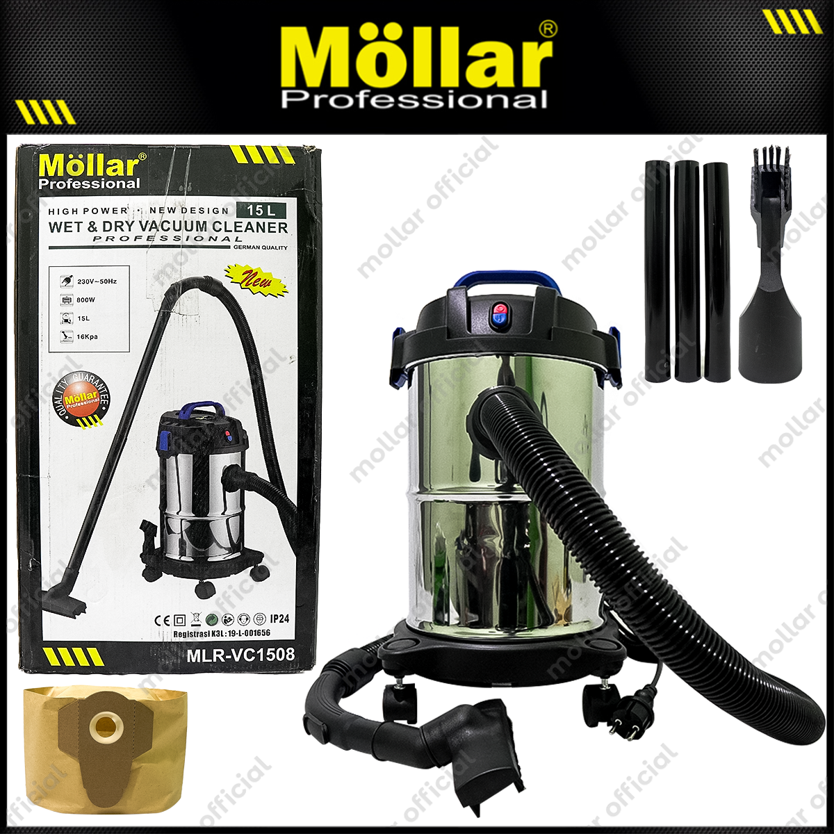 MOLLAR VC1508 Mesin Vacuum Cleaner Listrik 15 Liter