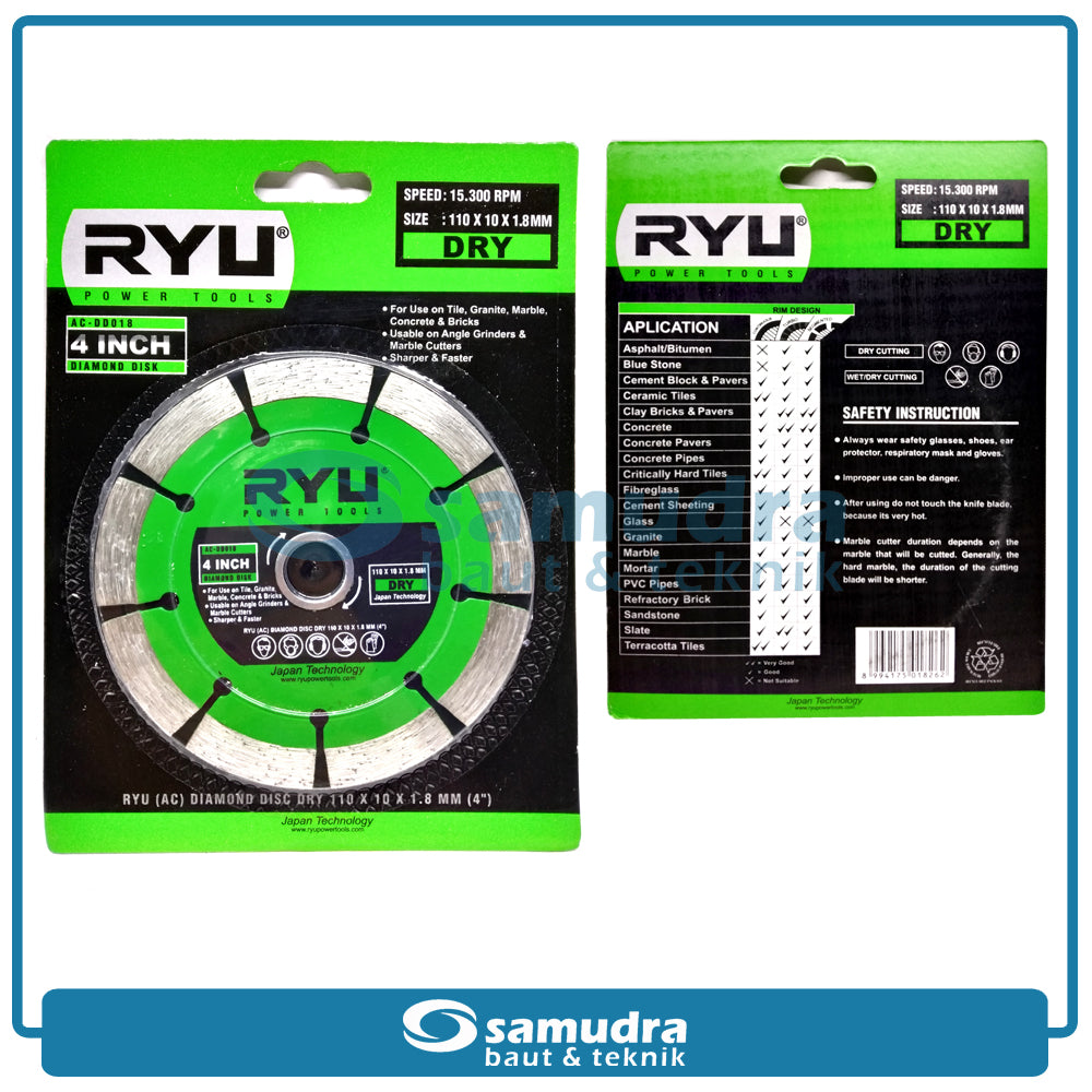 RYU AC-DD018 Mata Potong Keramik Kering 4" / Diamond Wheel Dry