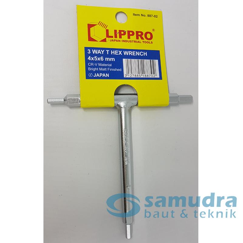 LIPPRO 887-02 Kunci Sok T 3 Way 4x5x6 mm