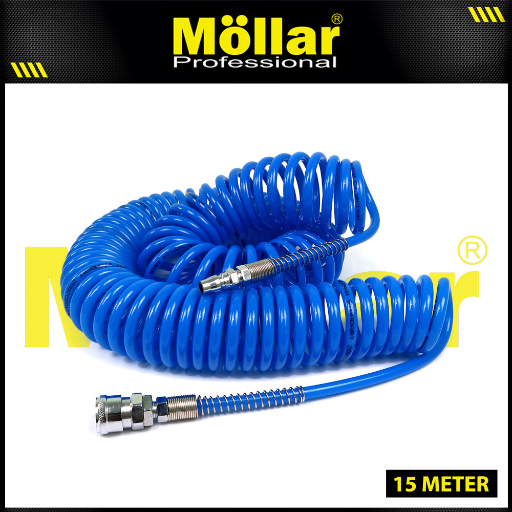 MOLLAR Selang Spiral 15 meter Biru 8 x 5 mm / Selang Recoil (1/40)