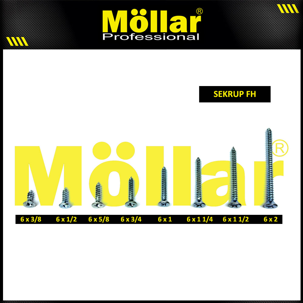 MOLLAR 93-045 Sekrup FH 6 x 1/2 - 100 pcs