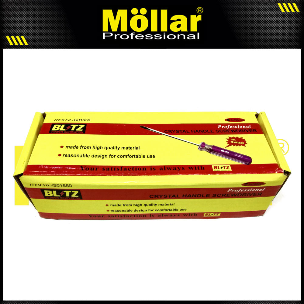 BLITZ Obeng Radio 4 Inch X 3 Mm Minus (-) Panjang 10 Cm - 1 Pak 24 pcs