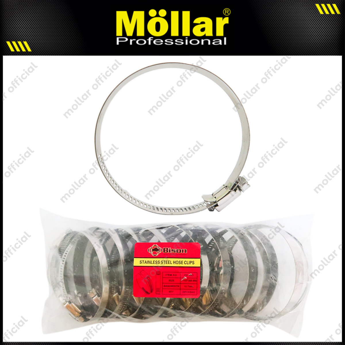 BISON 20 Pcs Klem Selang 3-1/2" Inch Stainless Steel Hose Clamp Clips