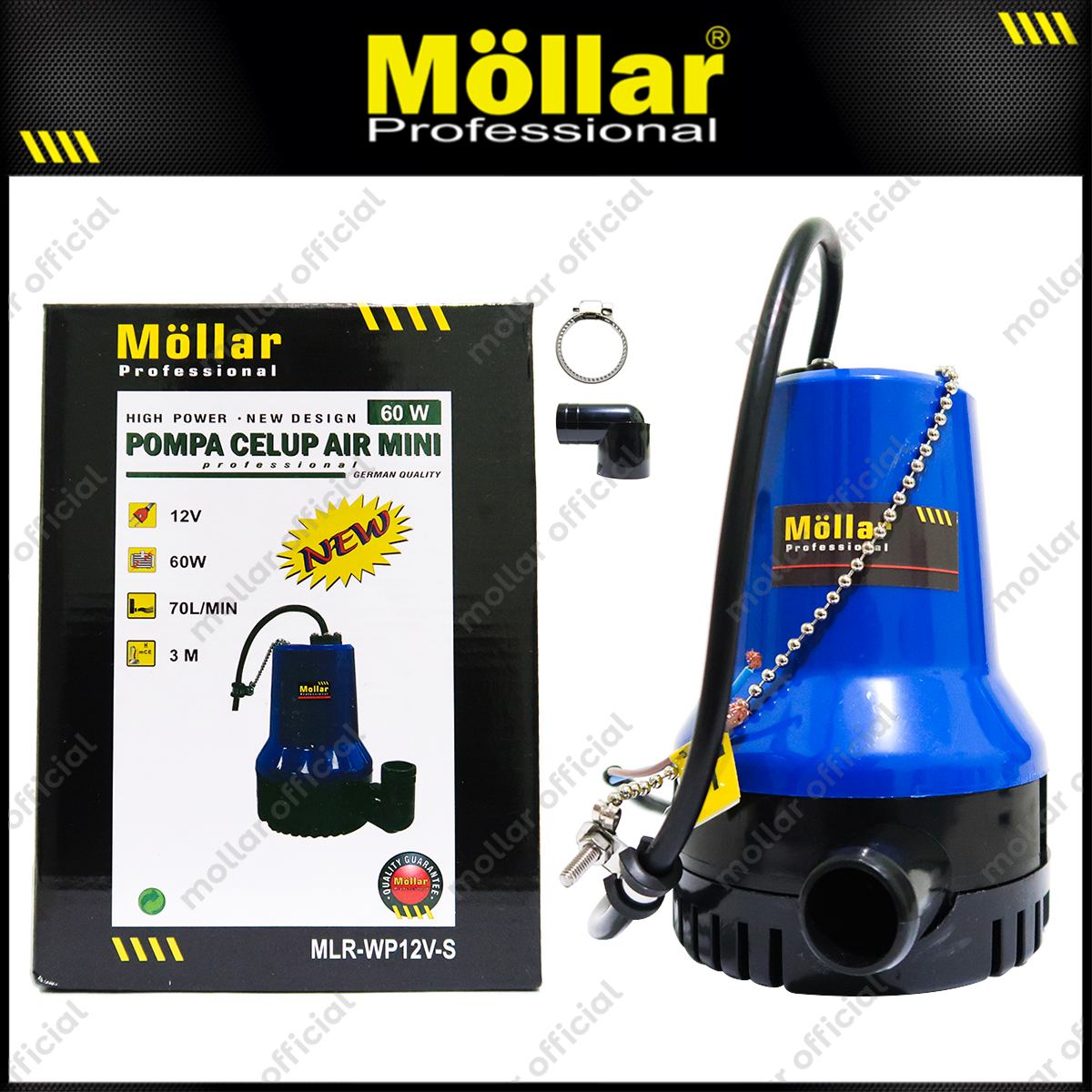MOLLAR WP12VS Pompa Celup Air Bersih Kecil 12V Manual