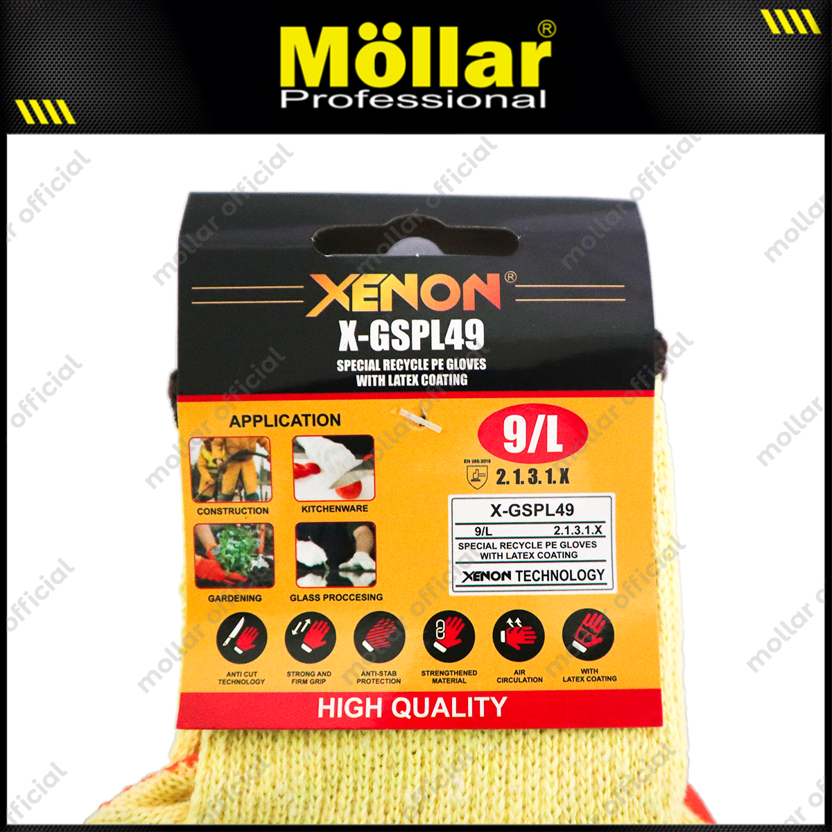XENON X-GSPL49 Sarung Tangan Safety PE (9/L) Kuning Oranye