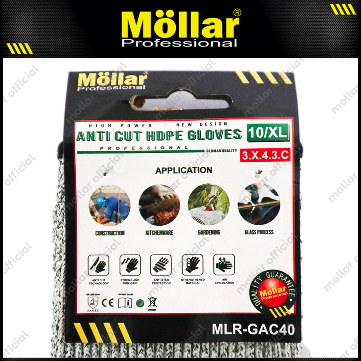 MOLLAR GAC40 Sarung Tangan Safety Anti Potong HDPE (10/XL)