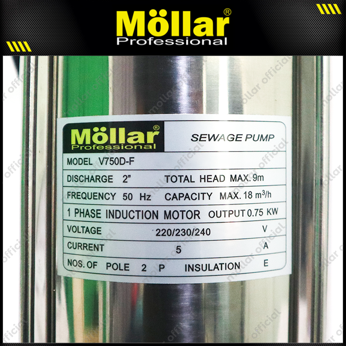 MOLLAR V750DF Pompa Celup Air Kotor 2" 750 Watt Otomatis + Cutter