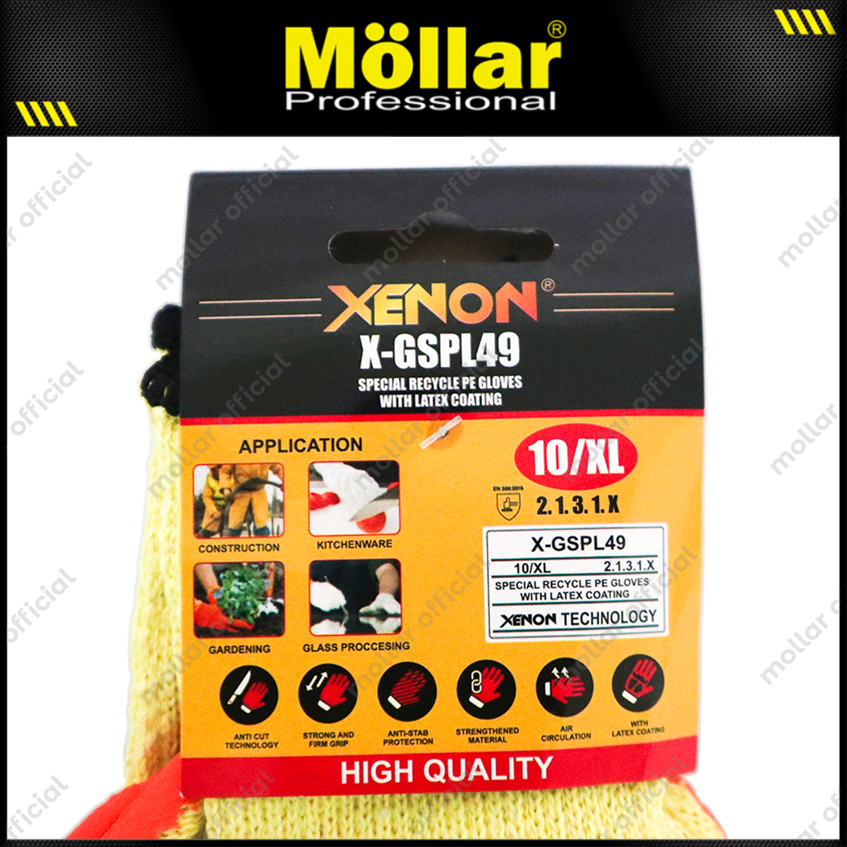 XENON X-GSPL49 Sarung Tangan Safety PE (10/XL) Kuning Oranye