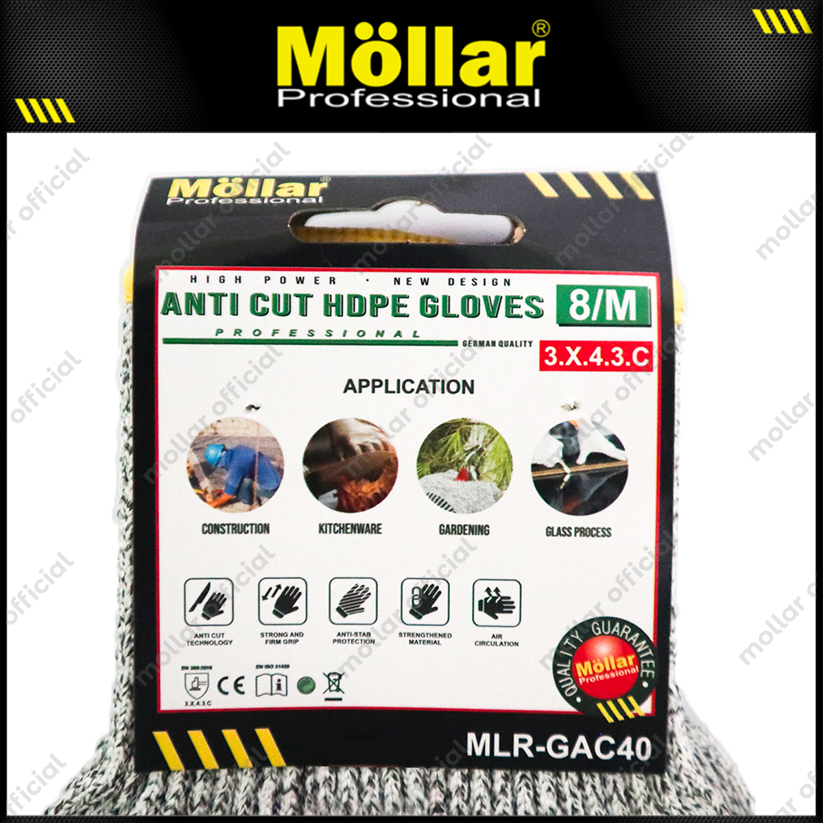 MOLLAR GAC40 Sarung Tangan Safety Anti Potong HDPE (8/M)
