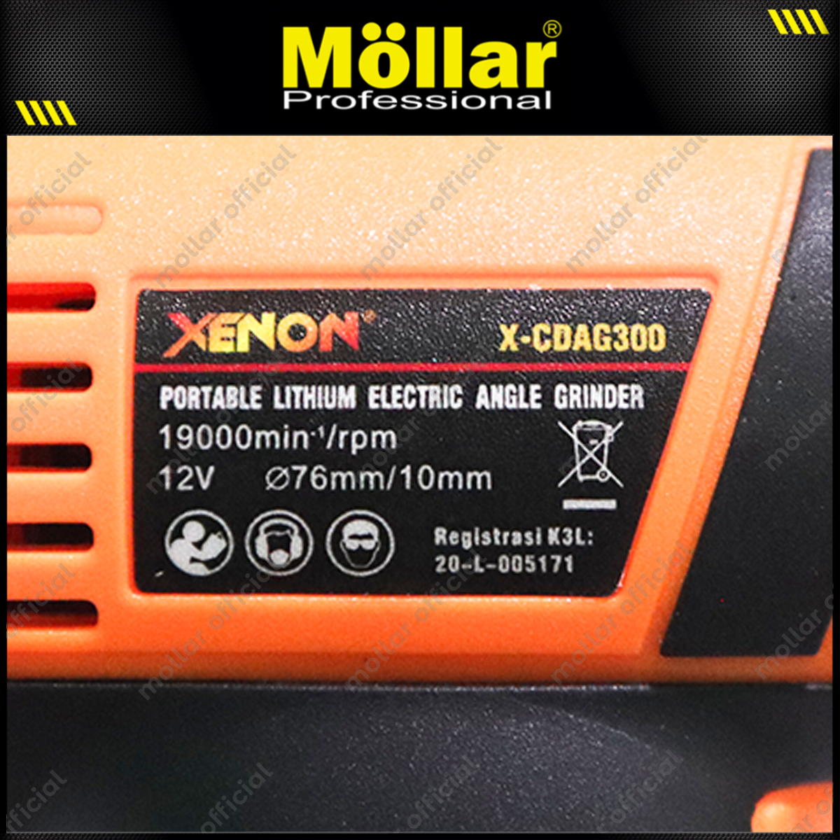 XENON CDAG300 Mesin Gerinda 3" Baterai 12V / Cordless Angle Grinder