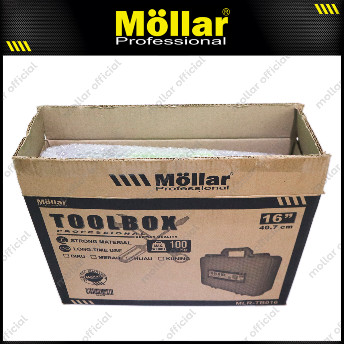 MOLLAR MLR-TB016 Tool Box Plastik 16" - Hijau 31-600-G