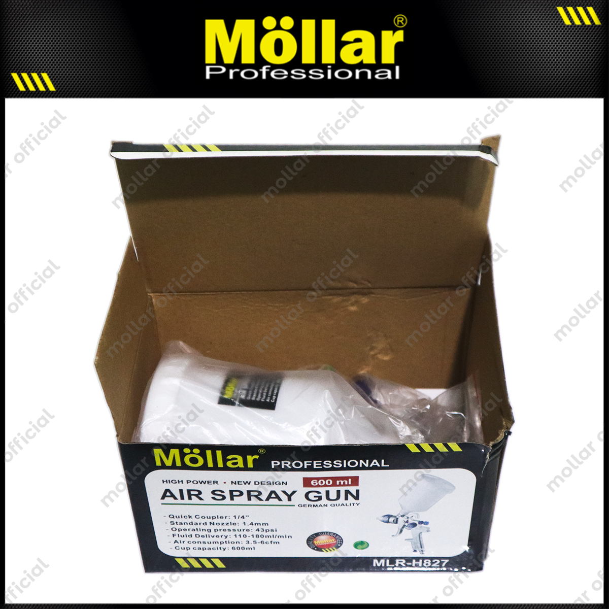 MOLLAR H827PL Spray Gun HVLP Tabung Plastik / Semprotan Cat