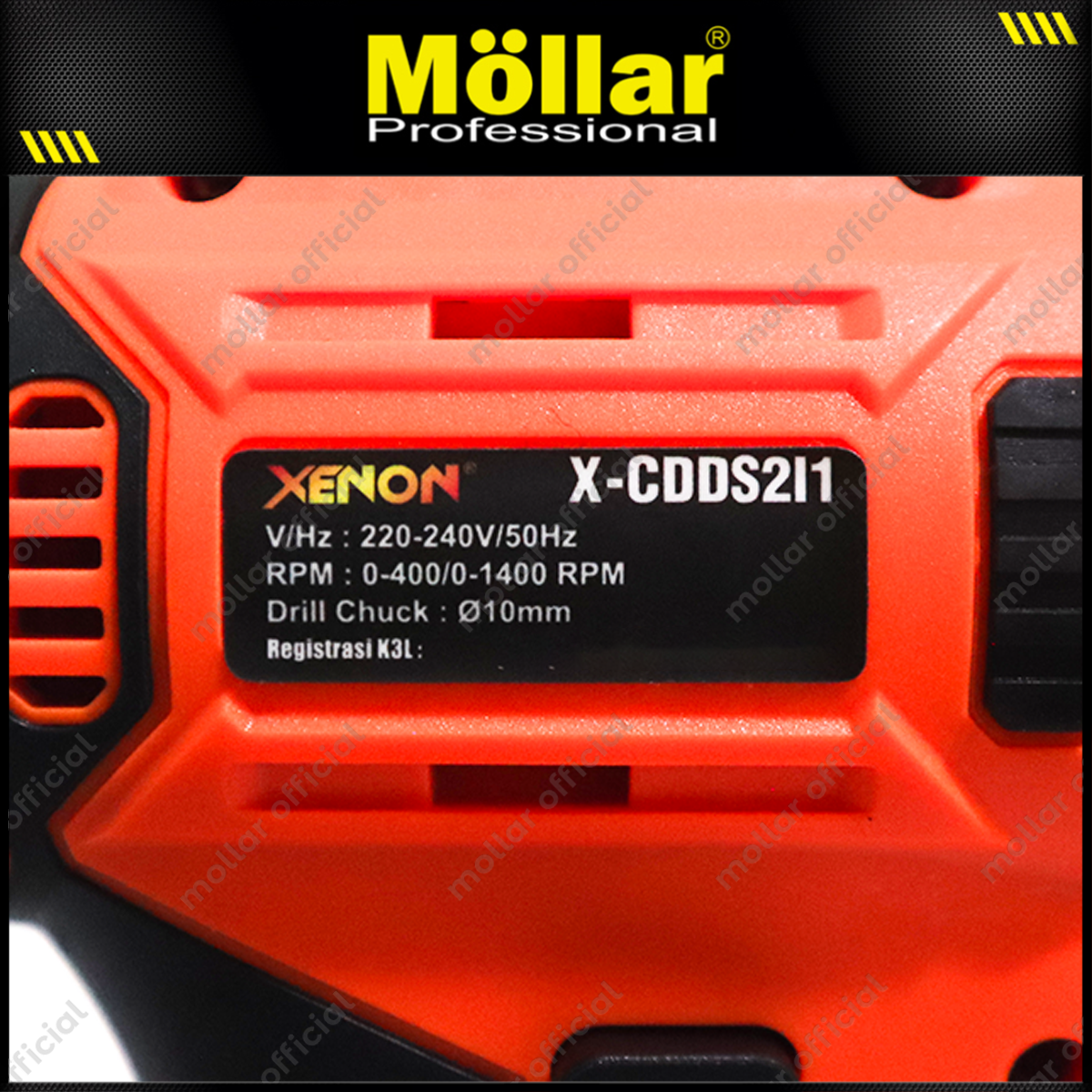 XENON CDDS2I1 Cordless Drill 10 mm + Screwdriver Brushless Baterai 12V