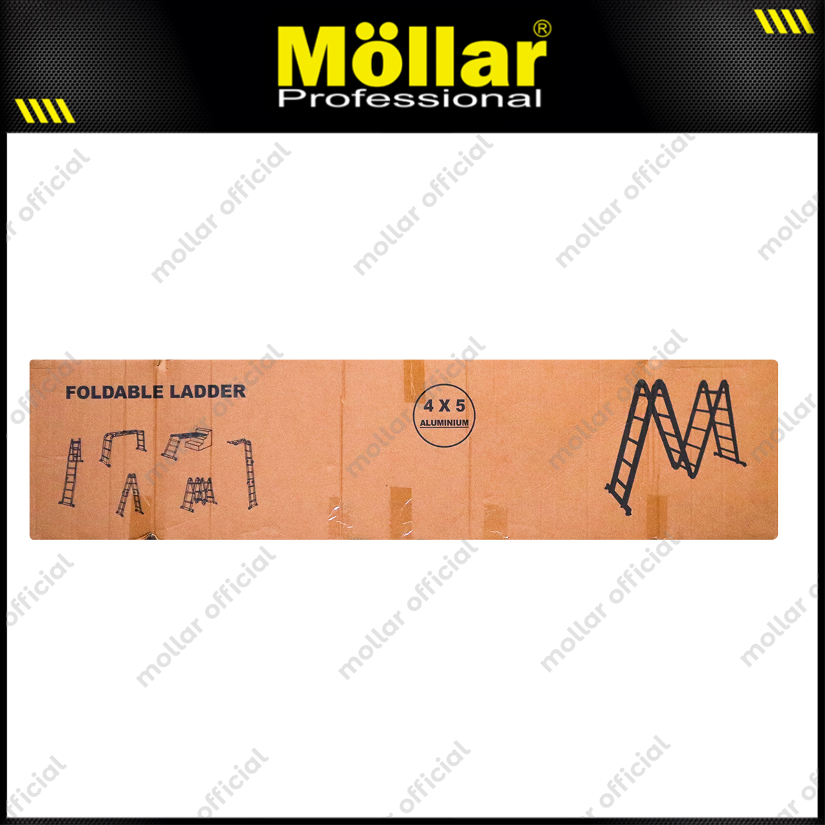 MOLLAR Tangga Lipat Almunium 4x5 5.8 meter 2 Roda