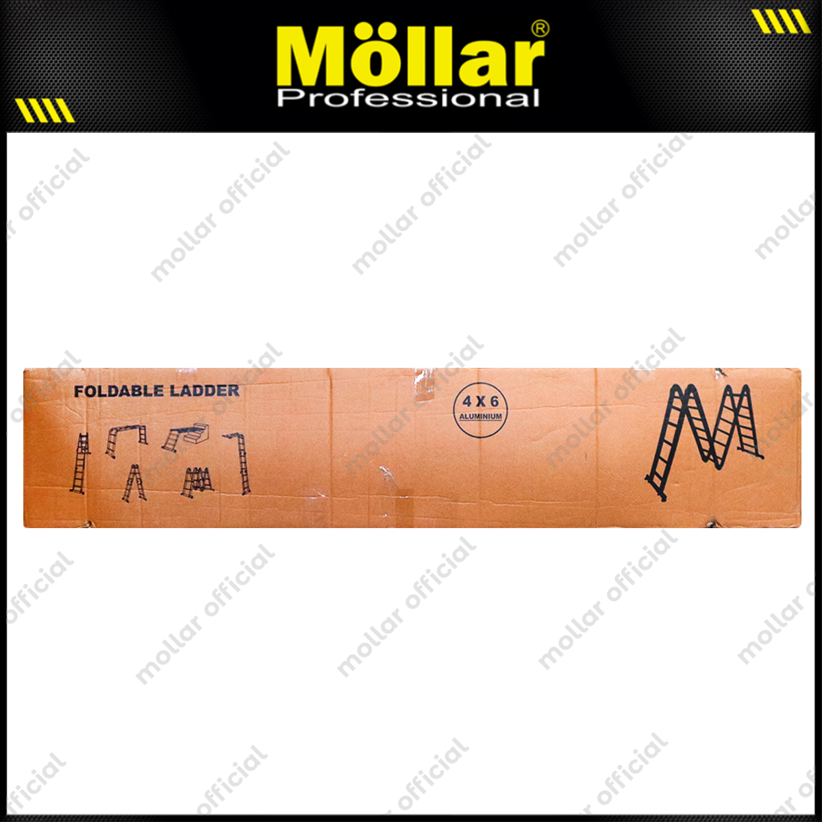 MOLLAR Tangga Lipat Almunium 4x6 7 meter 2 Roda