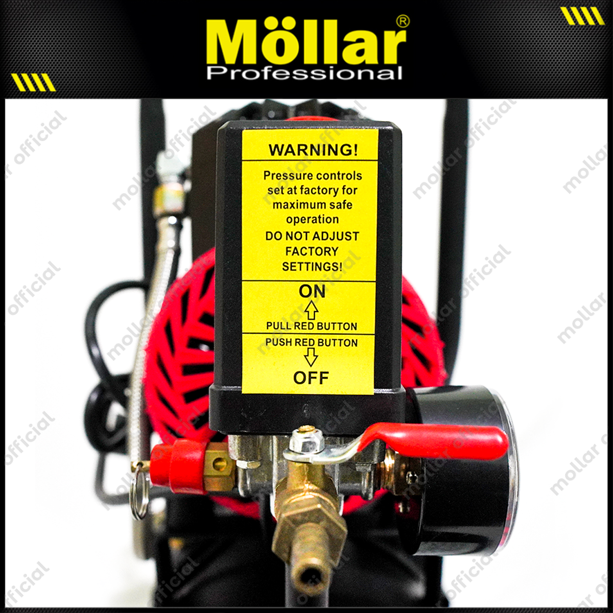 MOLLAR MLR-AC-1515BP Mesin Kompresor Angin Oilless 1 HP 15 Liter Black Panther