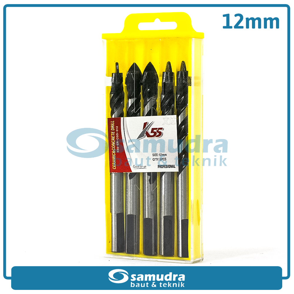 K55 K55-ER-CGD-012 Mata Bor Tombak 12 mm Pelubang Beton Keramik