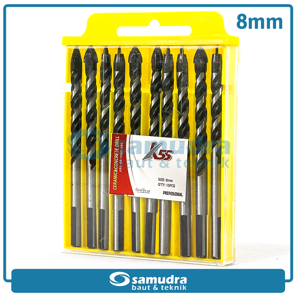 K55 K55-ER-CGD-080 Mata Bor Tombak 8 mm Pelubang Beton Keramik
