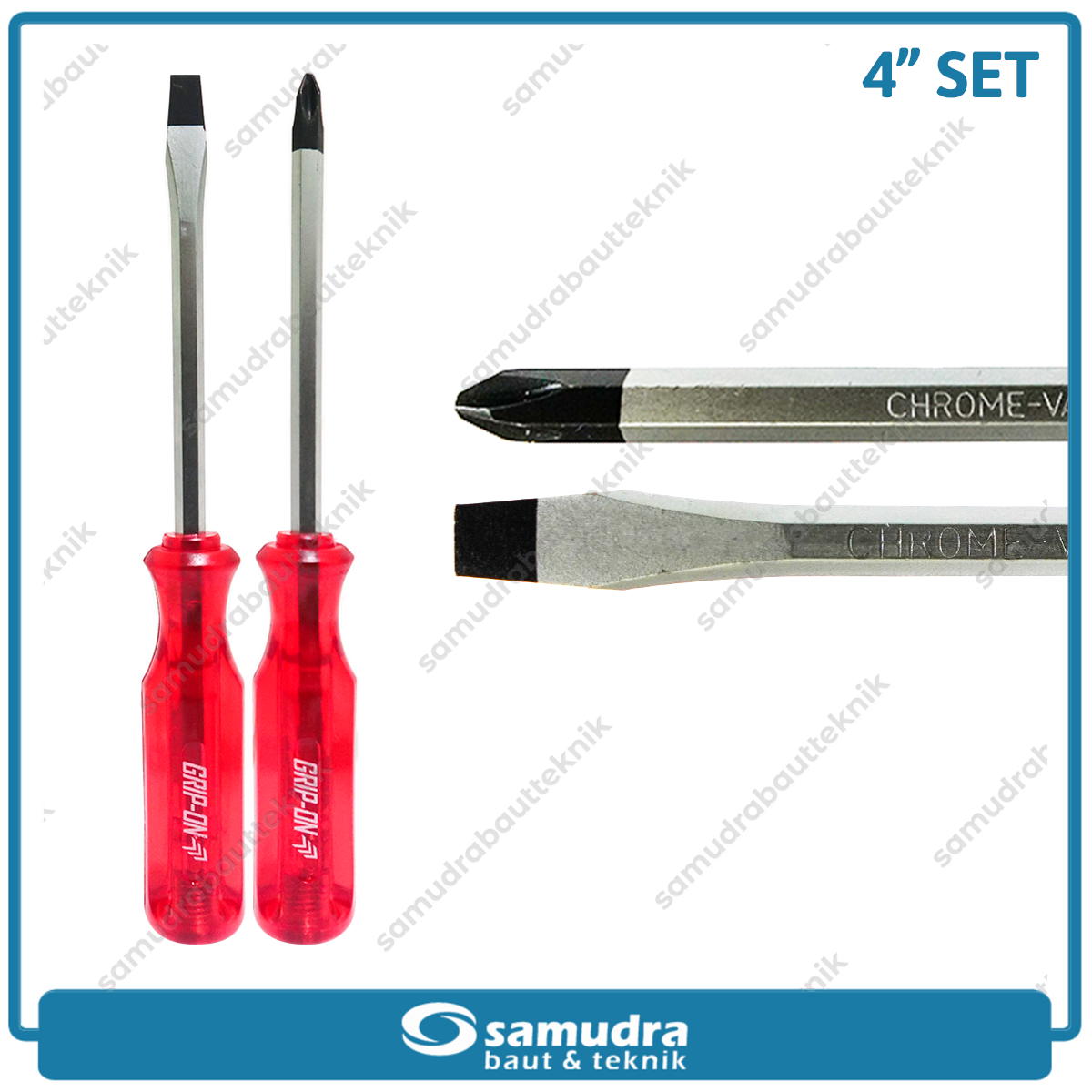 PAKET GRIP ON Obeng Tembus 4" Plus Minus