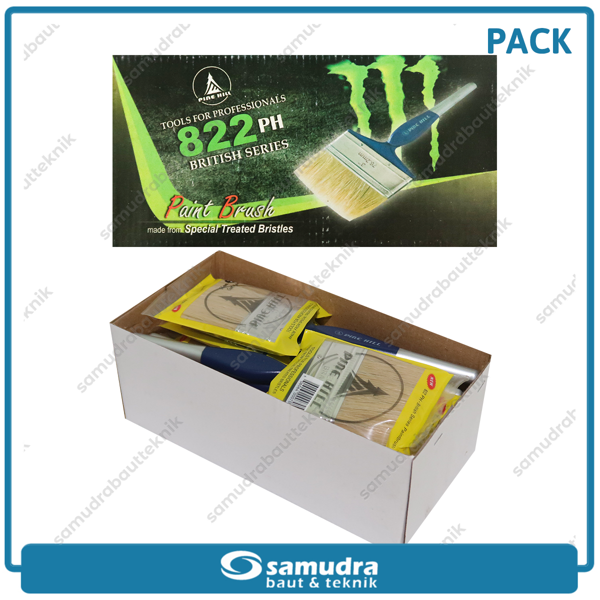 PINEHILL PH-822 1 pak isi 12 pcs Kuas Cat Putih 3"