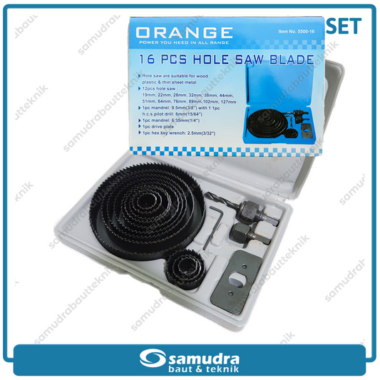 ORANGE 5500-16 Hole Saw Set 16 pcs / Mata Bor Holesaw Kayu
