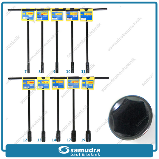 Paket 10 Set LIPPRO Kunci Sok T Hitam 7-19 mm Sock Shock Socket Wrench