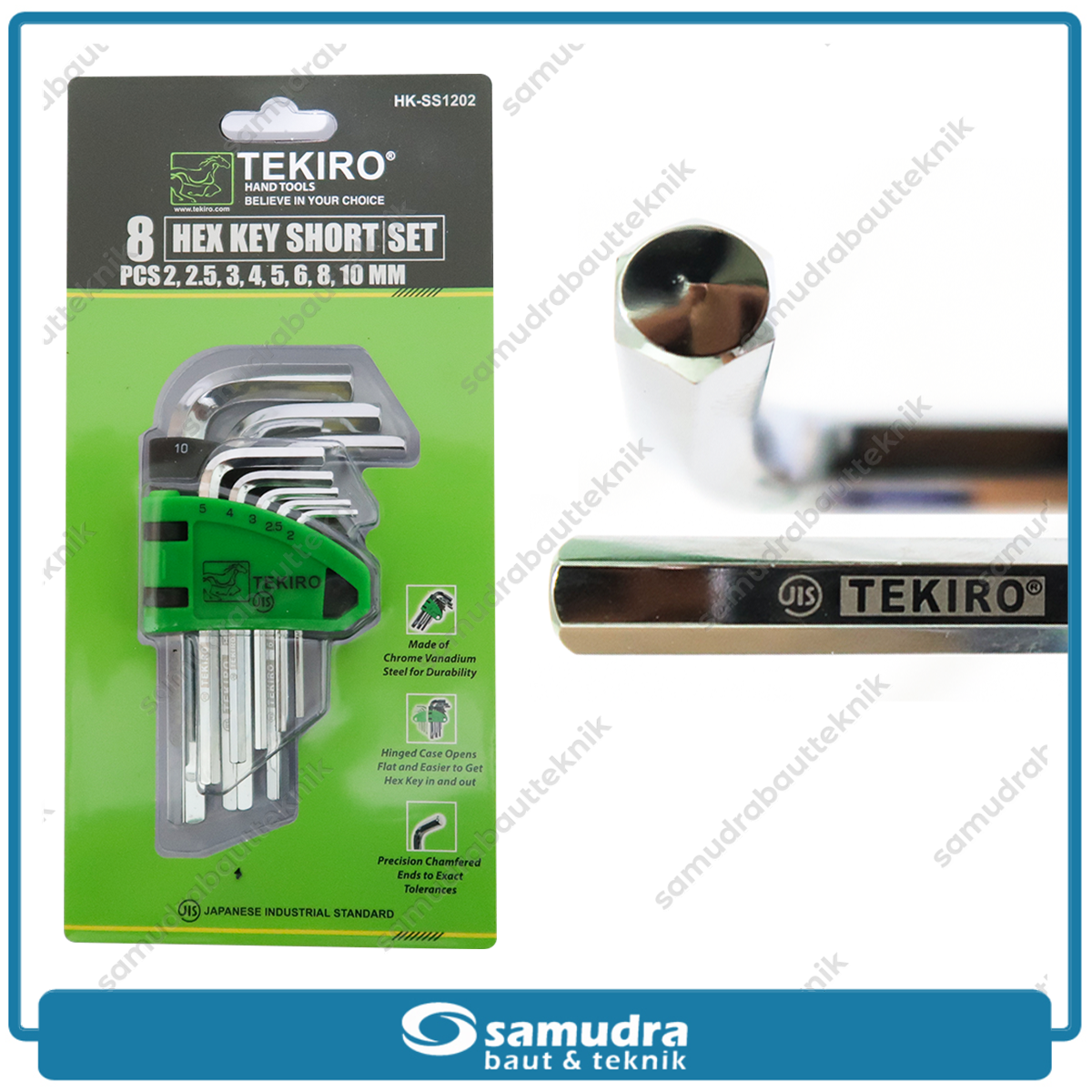 TEKIRO HK-SS1202 Kunci L Set Pendek Flat 8 Pcs 2-10 mm