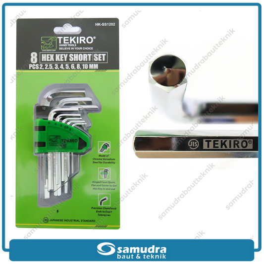 TEKIRO HK-SS1202 Kunci L Set Pendek Flat 8 Pcs 2-10 mm