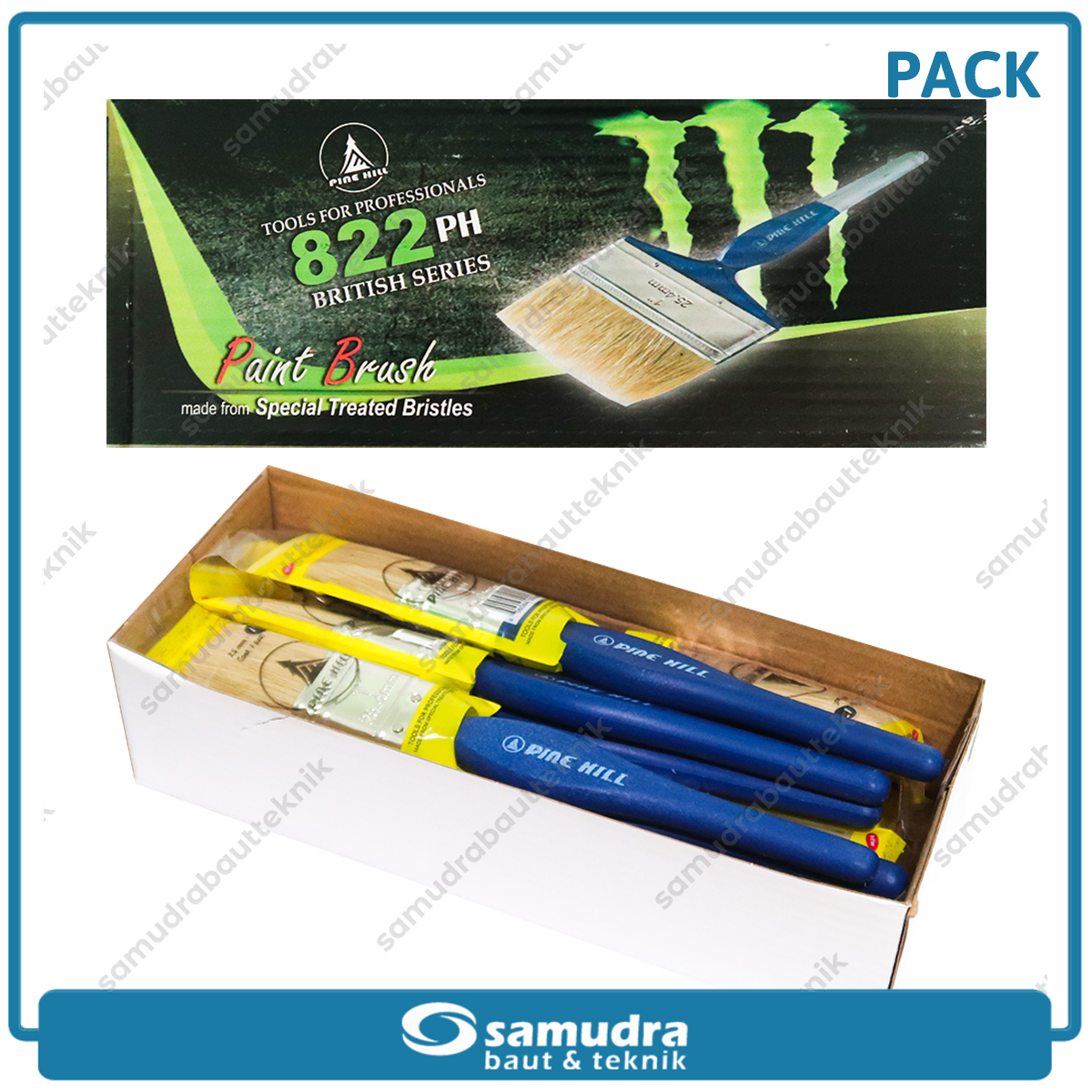 PINEHILL PH-822 1 pak isi 12 pcs Kuas Cat Putih 1"