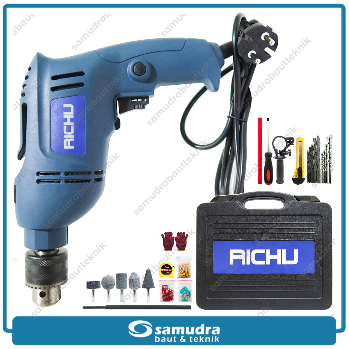 RICHU Mesin Bor Beton Listrik 13 mm Aksesoris Set