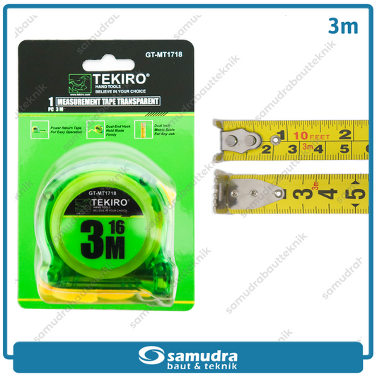 TEKIRO GT-MT1718 Meteran Transparan 3 meter