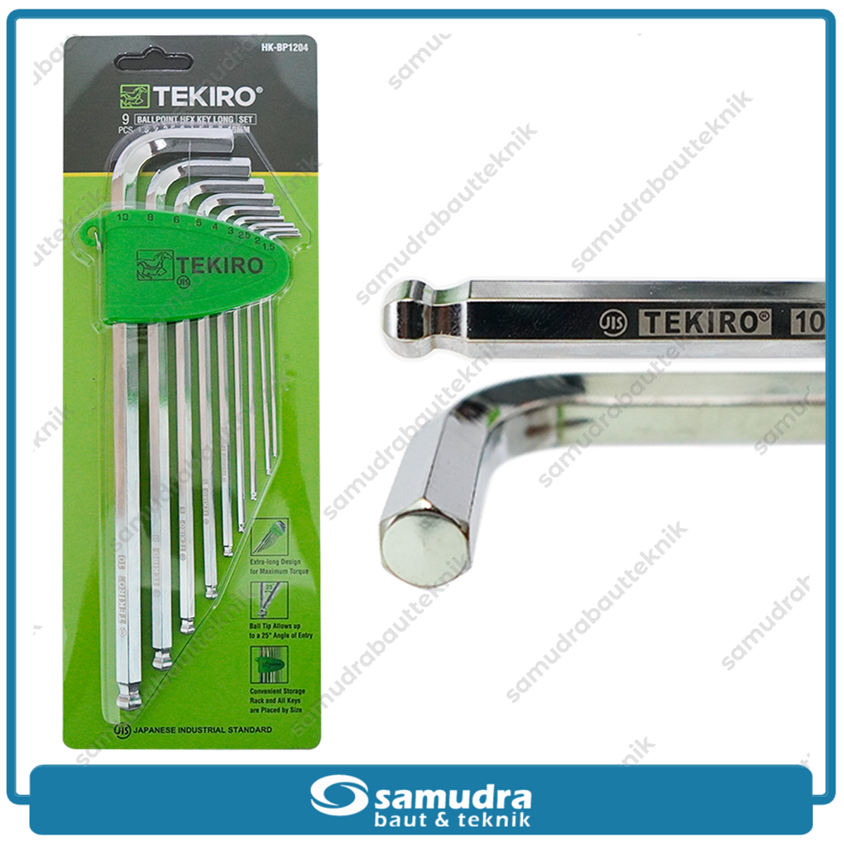 TEKIRO HK-BP1204 Kunci L Set Panjang Ballpoint 9 Pcs 1.5-10 mm