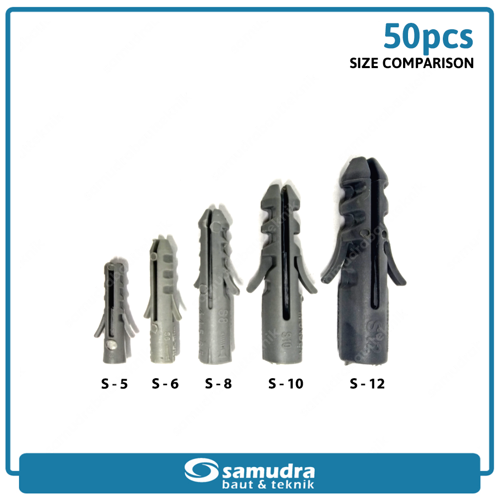 S10 Angkur Tembok 50 Pcs Sekrup Beton Lubang Dinding Bata Ringan