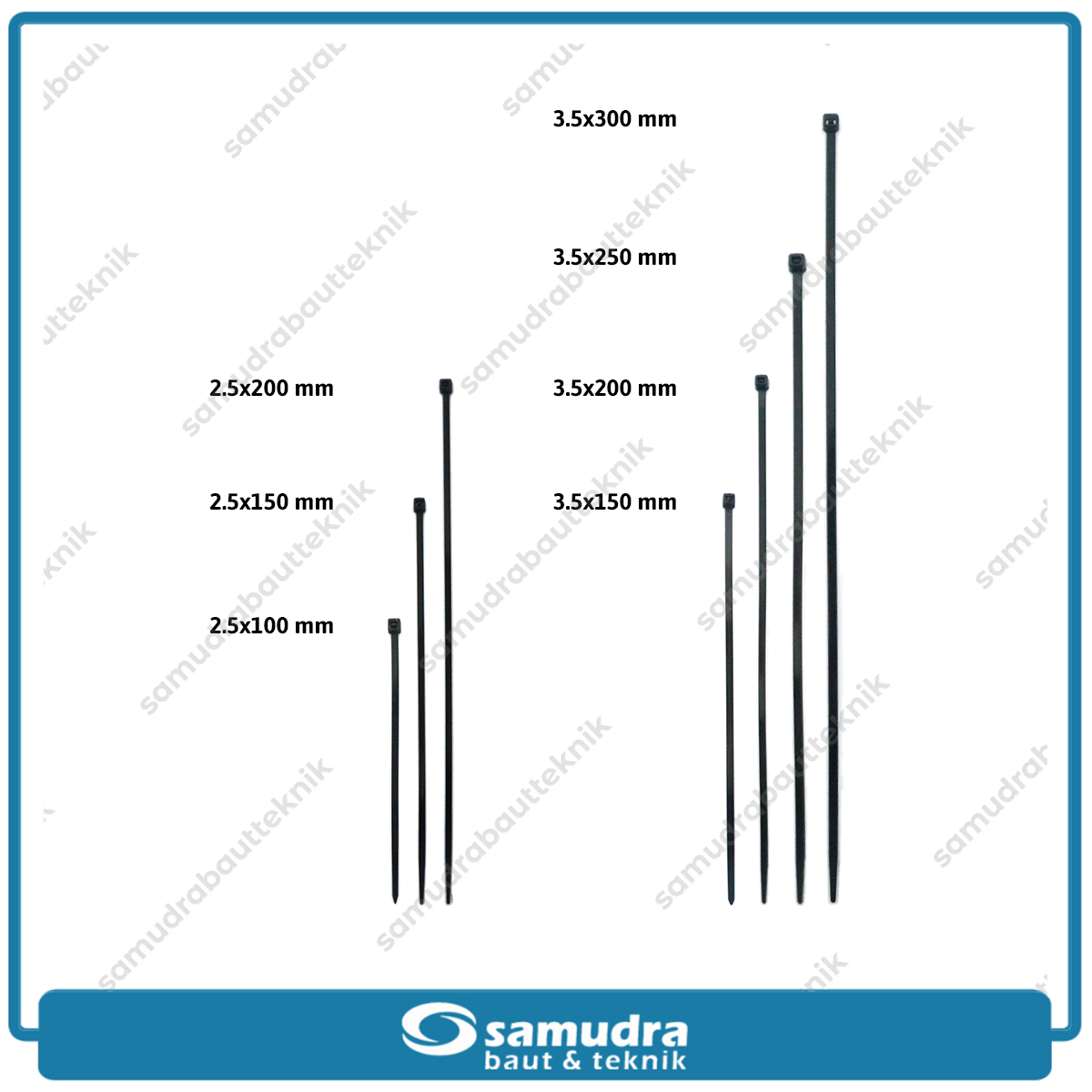 Paket 5 Set JP Kabel Ties 3.6 x 200 mm Hitam