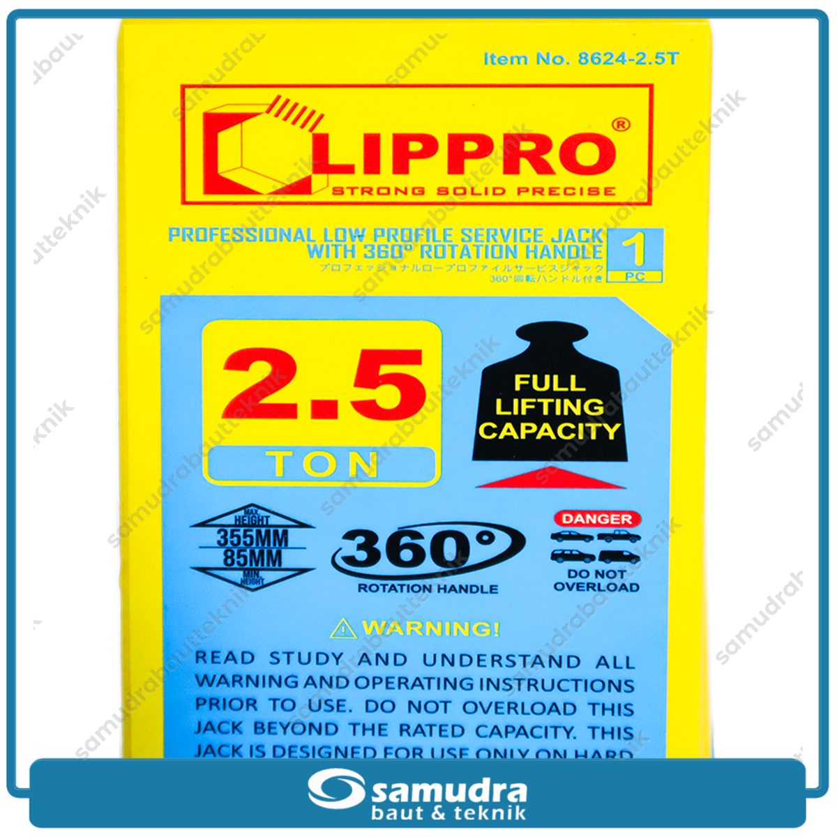 LIPPRO 8624-2.5T Dongkrak Buaya 2.5 Ton Ceper Rotary 360