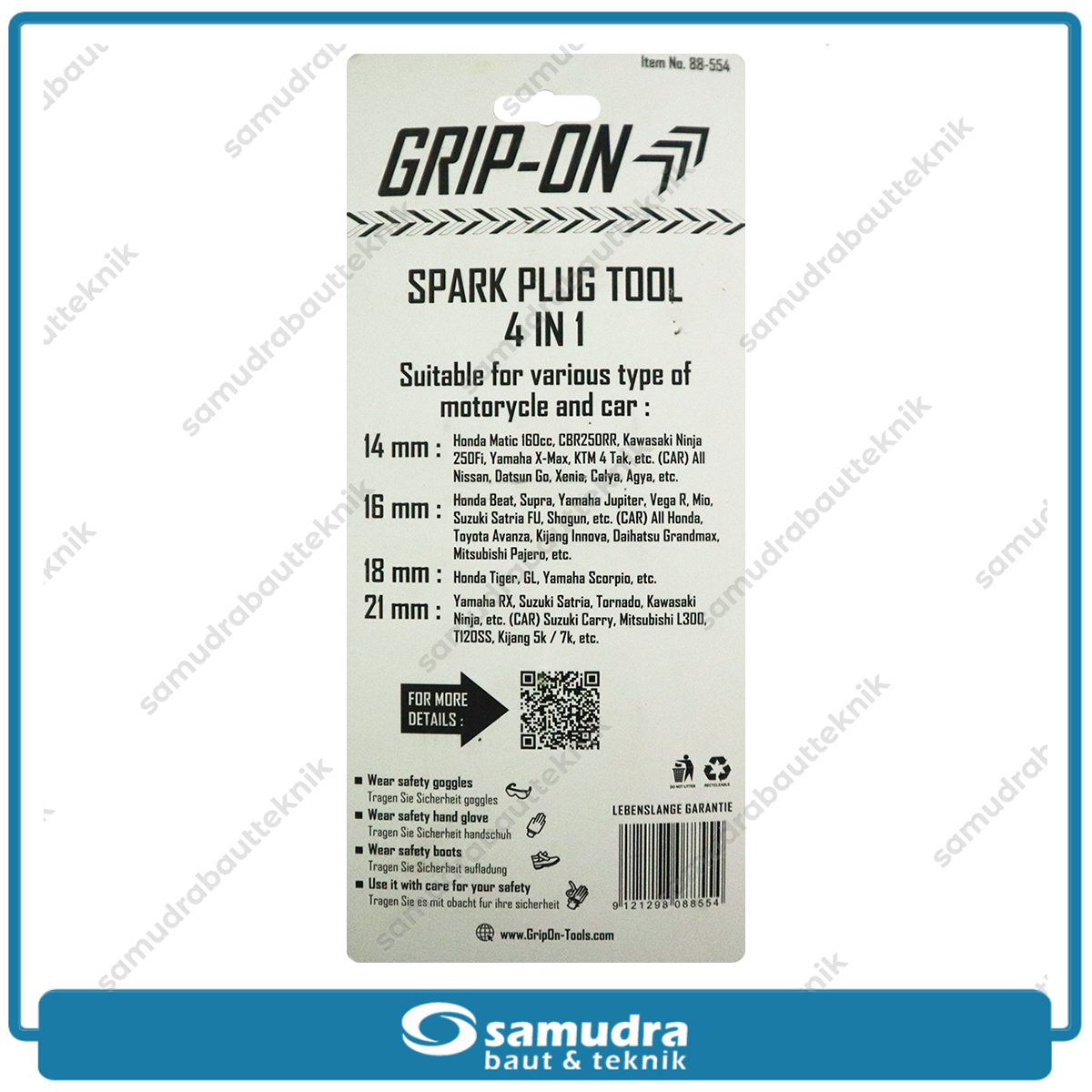 GRIPON 88-554 Kunci Sok T Busi 4 in 1 (14 mm, 16 mm, 18 mm, 21 mm)