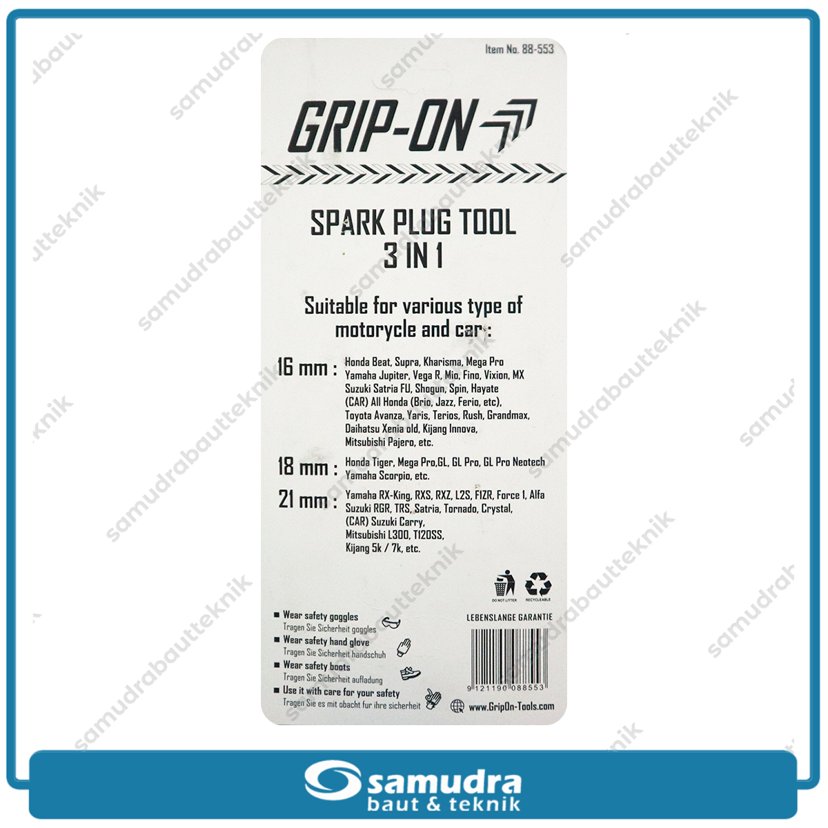 GRIPON 88-553 Kunci Sok T Busi 3 in 1 (16 mm, 18 mm, 21 mm)