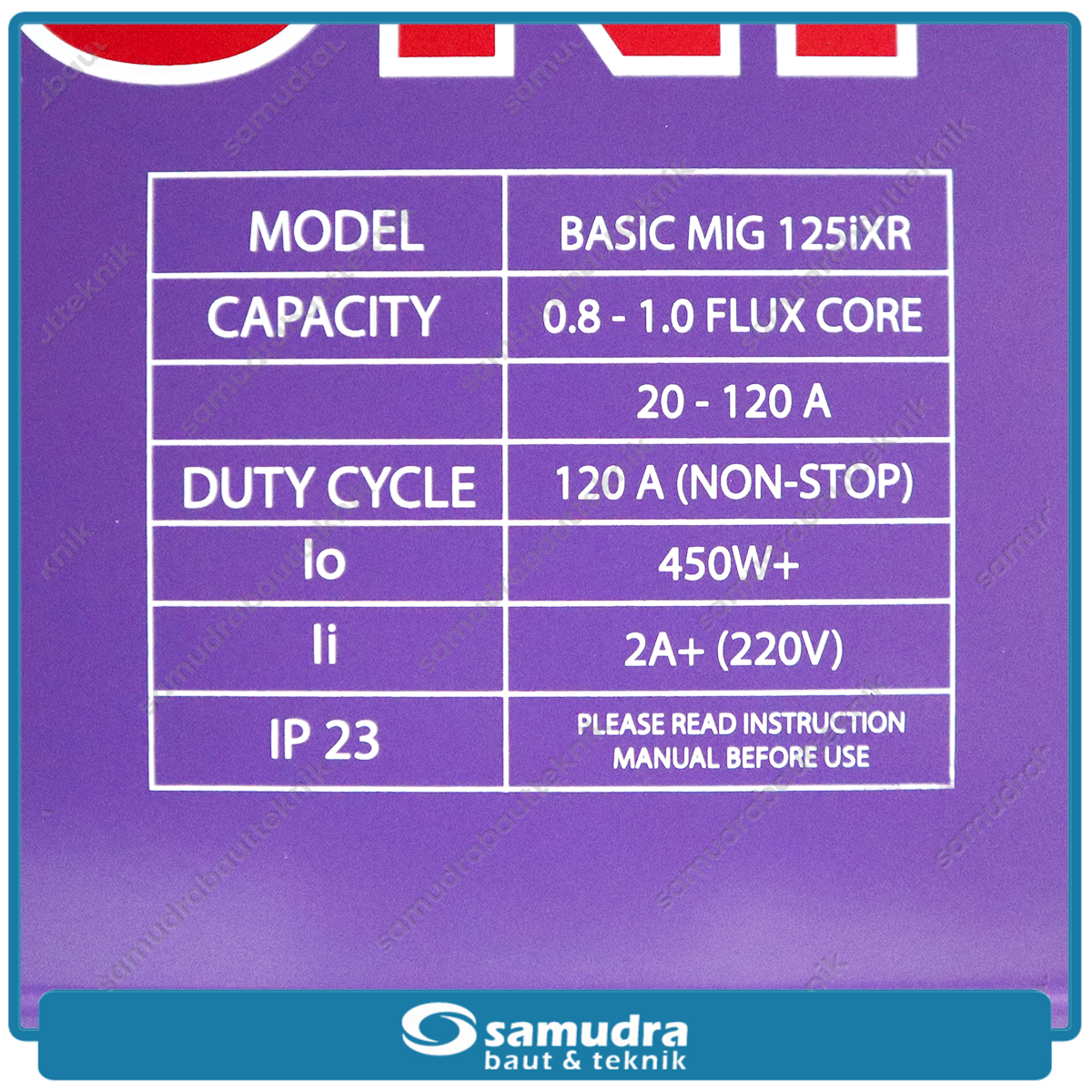 LAKONI BASIC-MIG-125iXR Mesin Las Listrik 120A 1 Phase CO2 IGBT 450 Watt