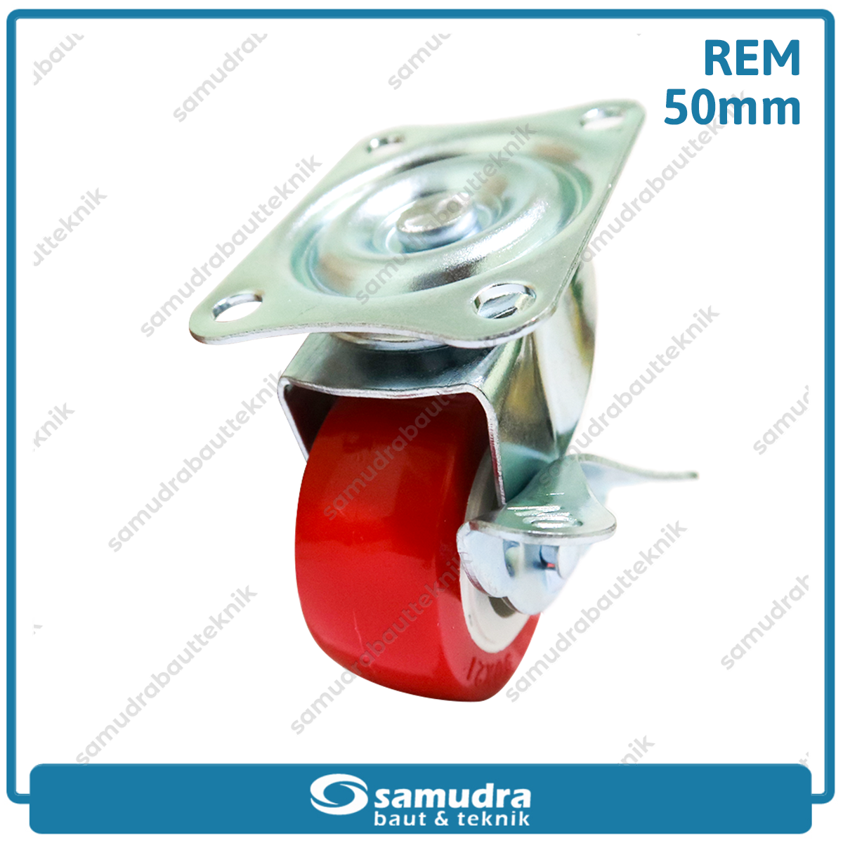 XANDER RODA-430 Roda PU Merah Hidup Rem 2" XD-192-50mm - Satuan