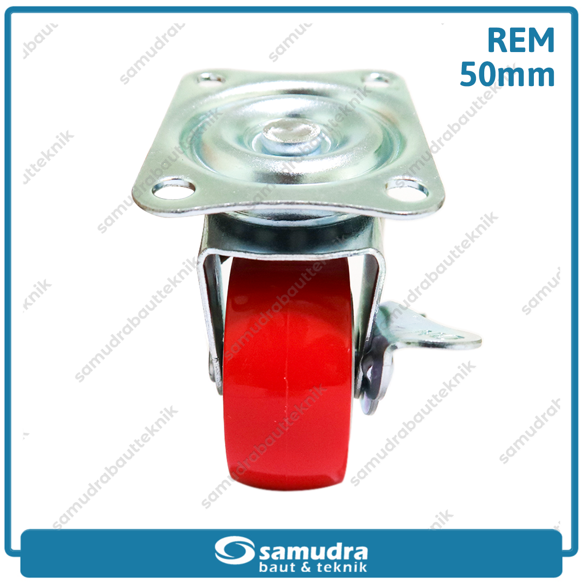 XANDER RODA-430 Roda PU Merah Hidup Rem 2" XD-192-50mm - Satuan
