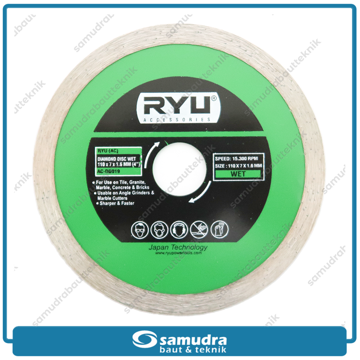 RYU AC-DD019 Mata Potong Keramik Basah 4" / Diamond Wheel Wet