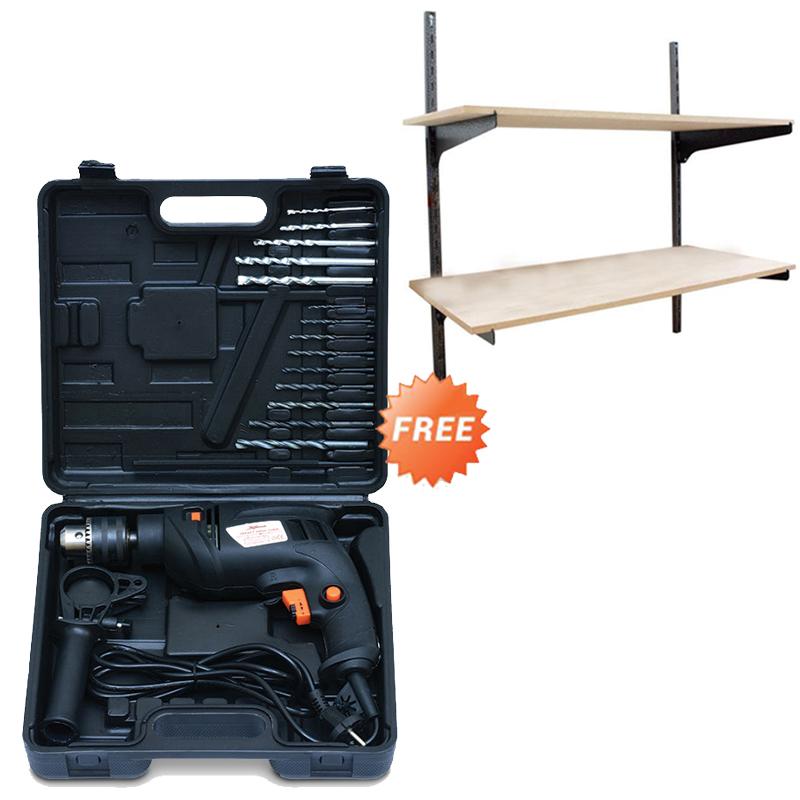 Mesin Bor Tembok Beton Set Koper XANDER & Rak Dinding KENMASTER