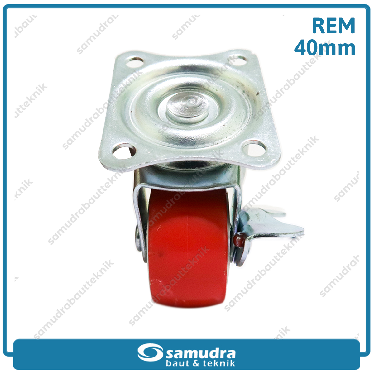 XANDER RODA-255 Roda PU Merah Hidup Rem 1.5" 1192-40mm - Satuan