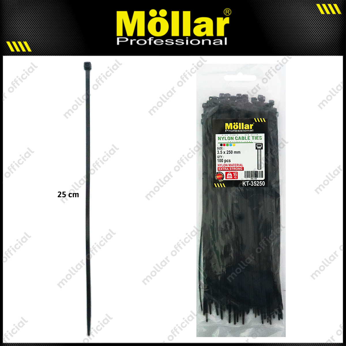 MOLLAR KT-35250 Kabel Ties 3.5x250 mm Hitam