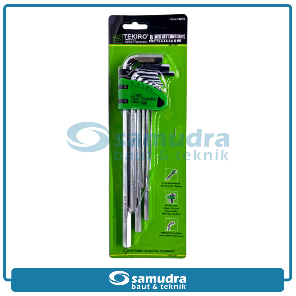 TEKIRO HK-LS1200 Kunci L Set Panjang Flat 8 Pcs 2-10 mm