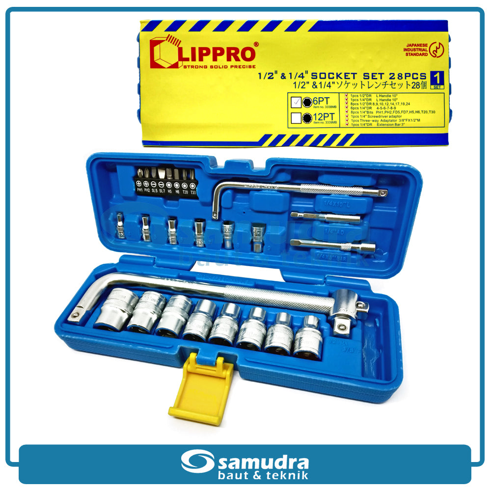 LIPPRO 3338MB Kunci Sok Set 28 pcs 6PT Box Plastik